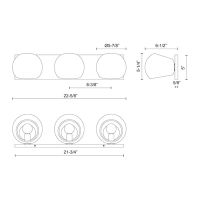 Willow 22-in Steel 3 Lights Vanity Light