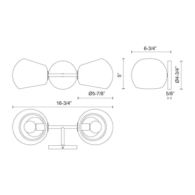 Willow 17-in 2 Lights Steel Vanity Light