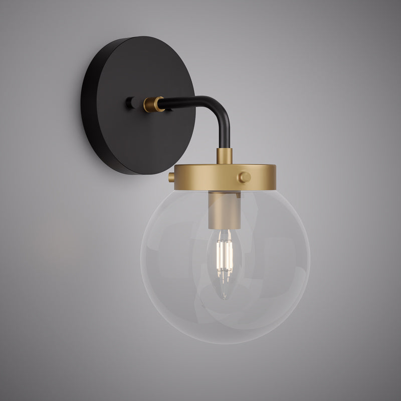 Matte Black/Aged Brass Bianca Wall Sconce  Clear Glass Dimmable