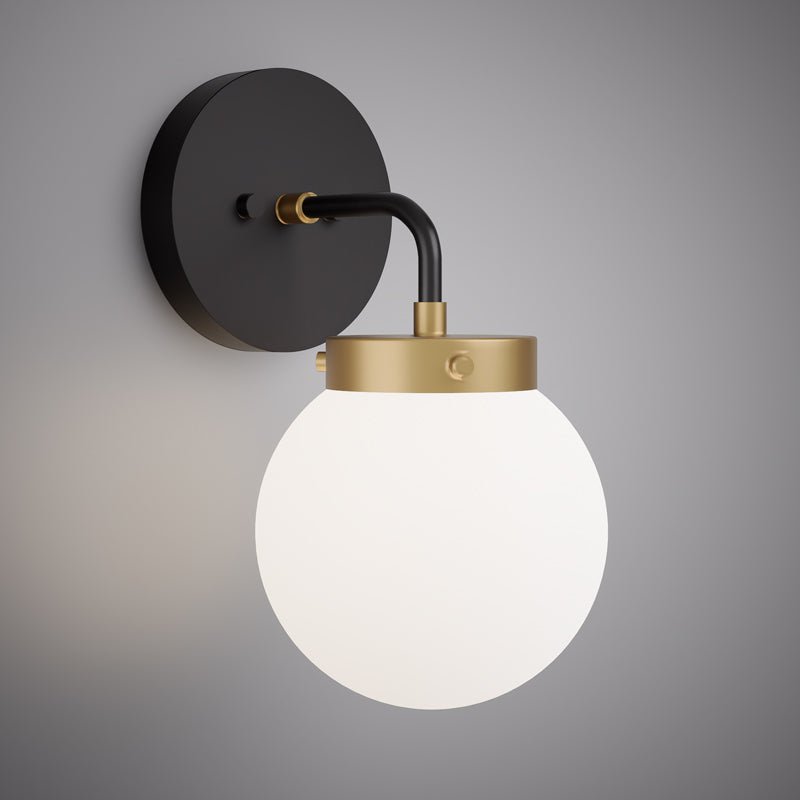 Matte Black/Aged Brass Bianca Wall Sconce  Opal Glass Dimmable