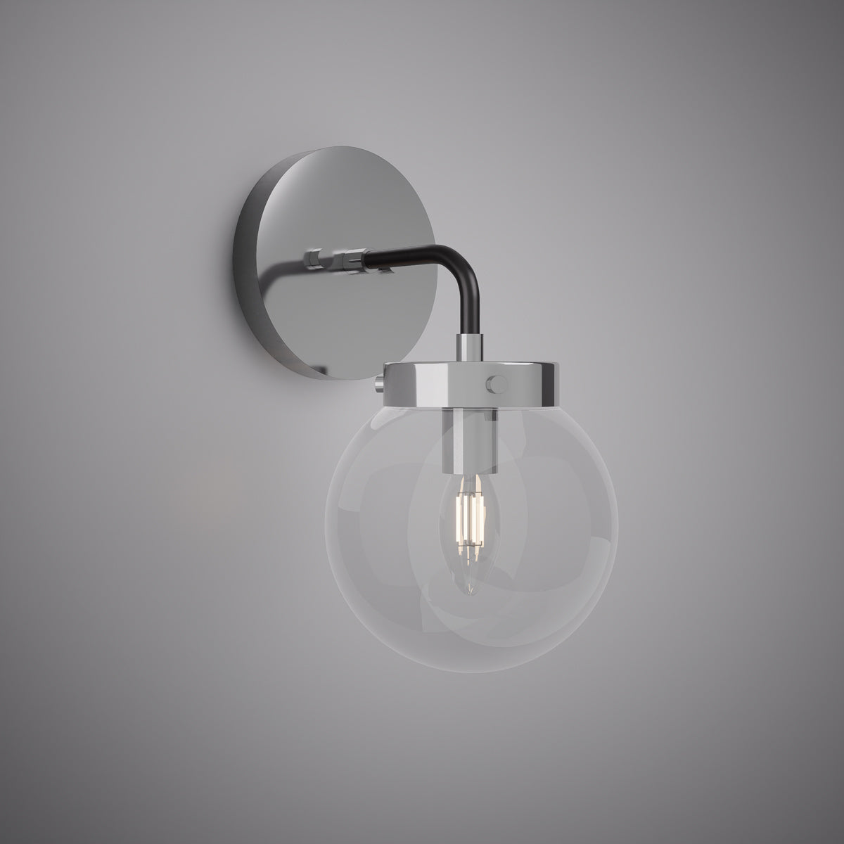 Polished Chrome/Black Bianca Wall Sconce  Clear Glass Dimmable