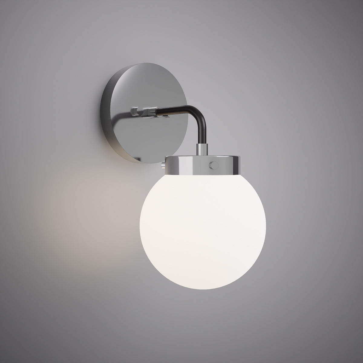 Polished Chrome/Black Bianca Wall Sconce  Opal Glass Dimmable