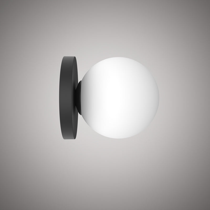 Matte Black Orbit Wall Sconce  Opal Glass Dimmable