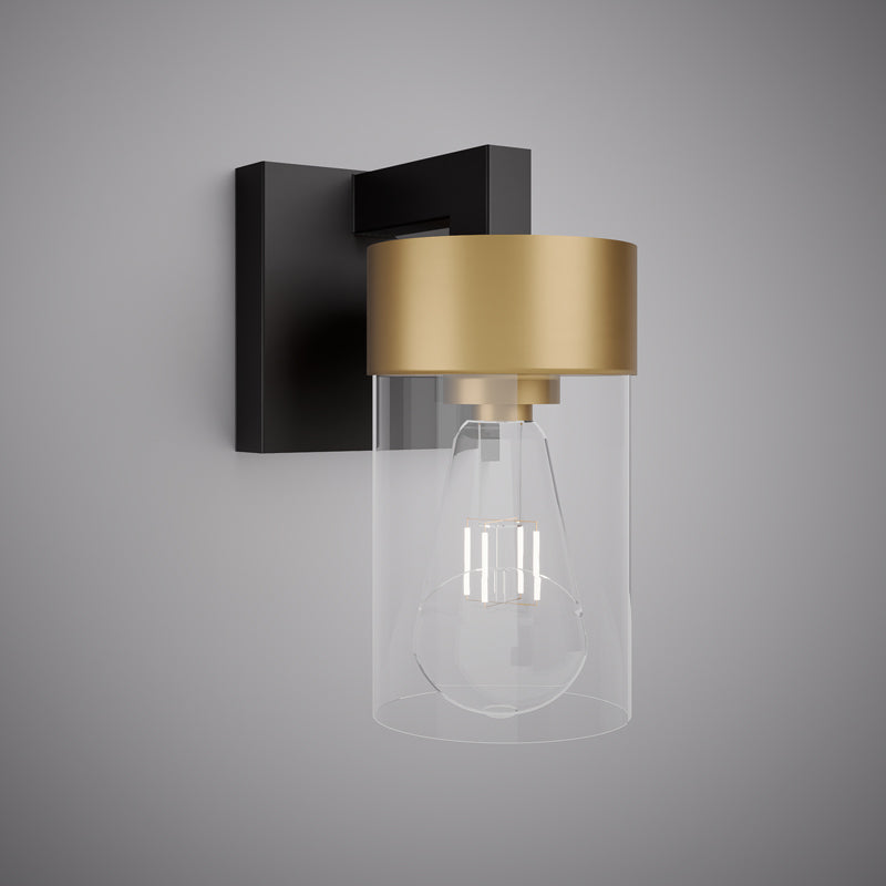 1 Lights Aurora 1-Light Wall Sconce Matte Black/Aged Brass  Dimmable 60W