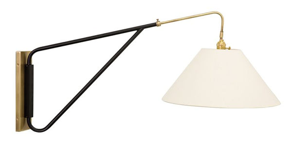 18-inch Arm Antique Brass Black Wall Swing Lamp