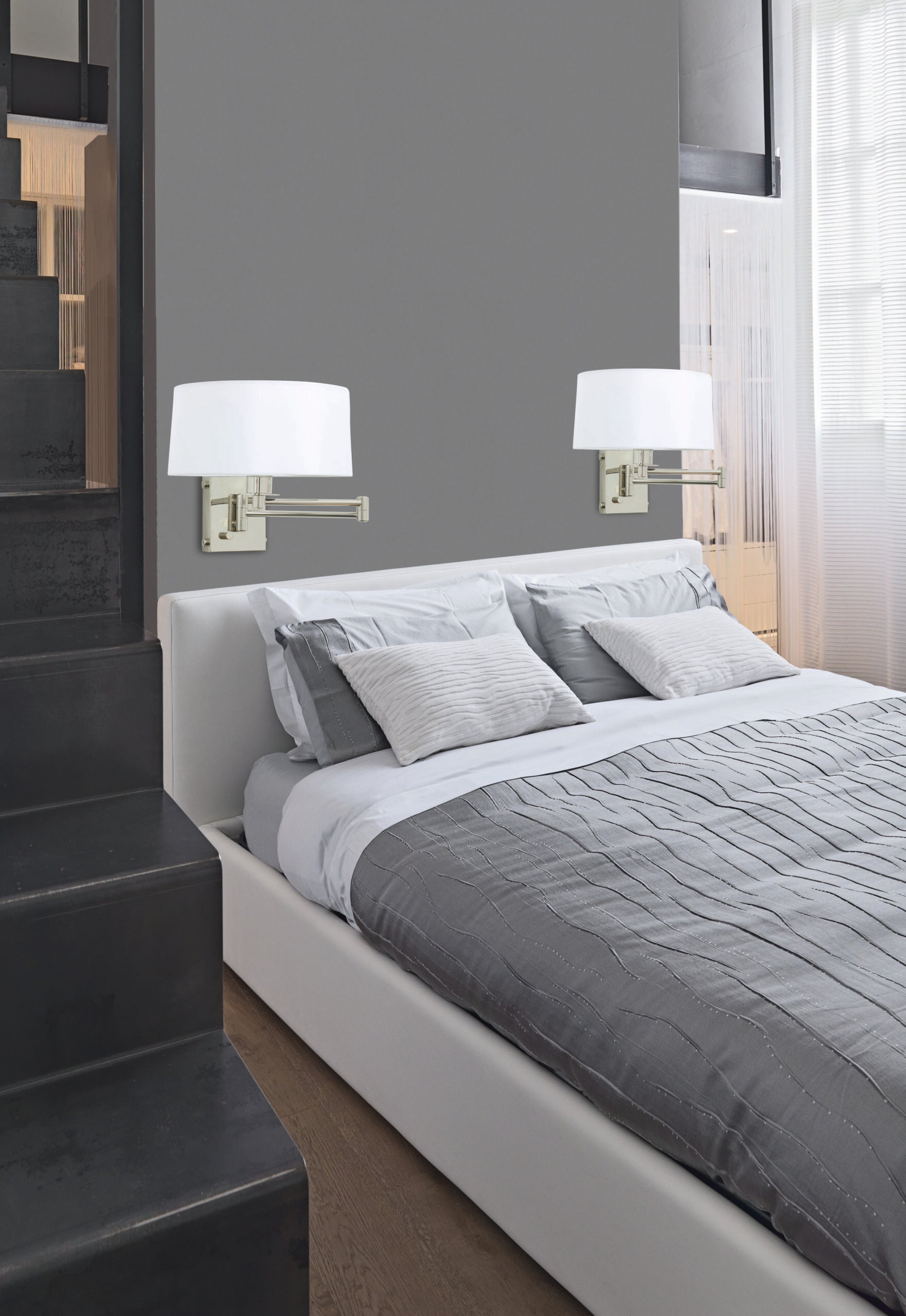 12-inch Arm Polished Nickel Wall Swing Lamp