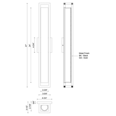 Lochwood 27-in Aluminum Steel Wall Sconce