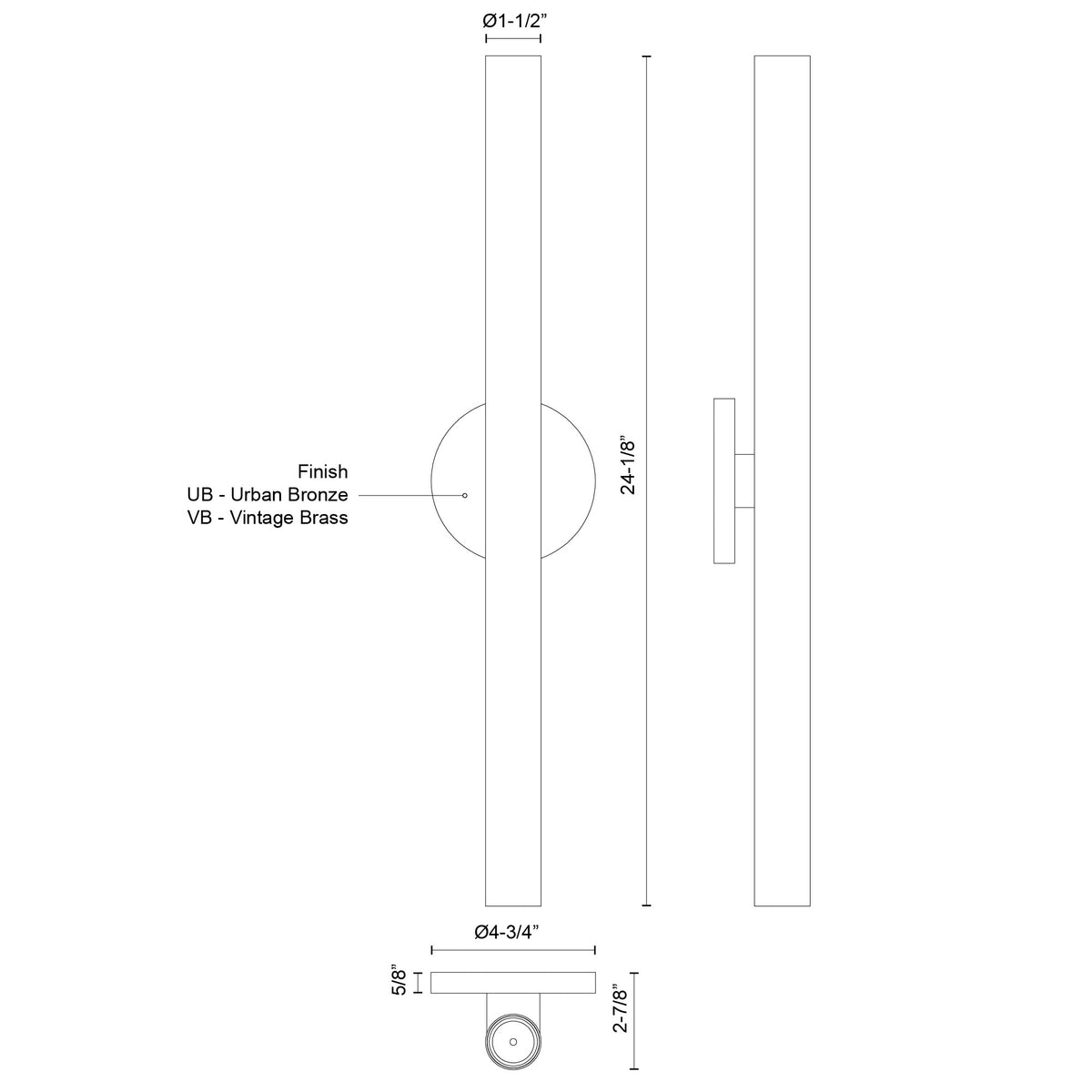 Mason 24-in Aluminum Steel Wall Sconce