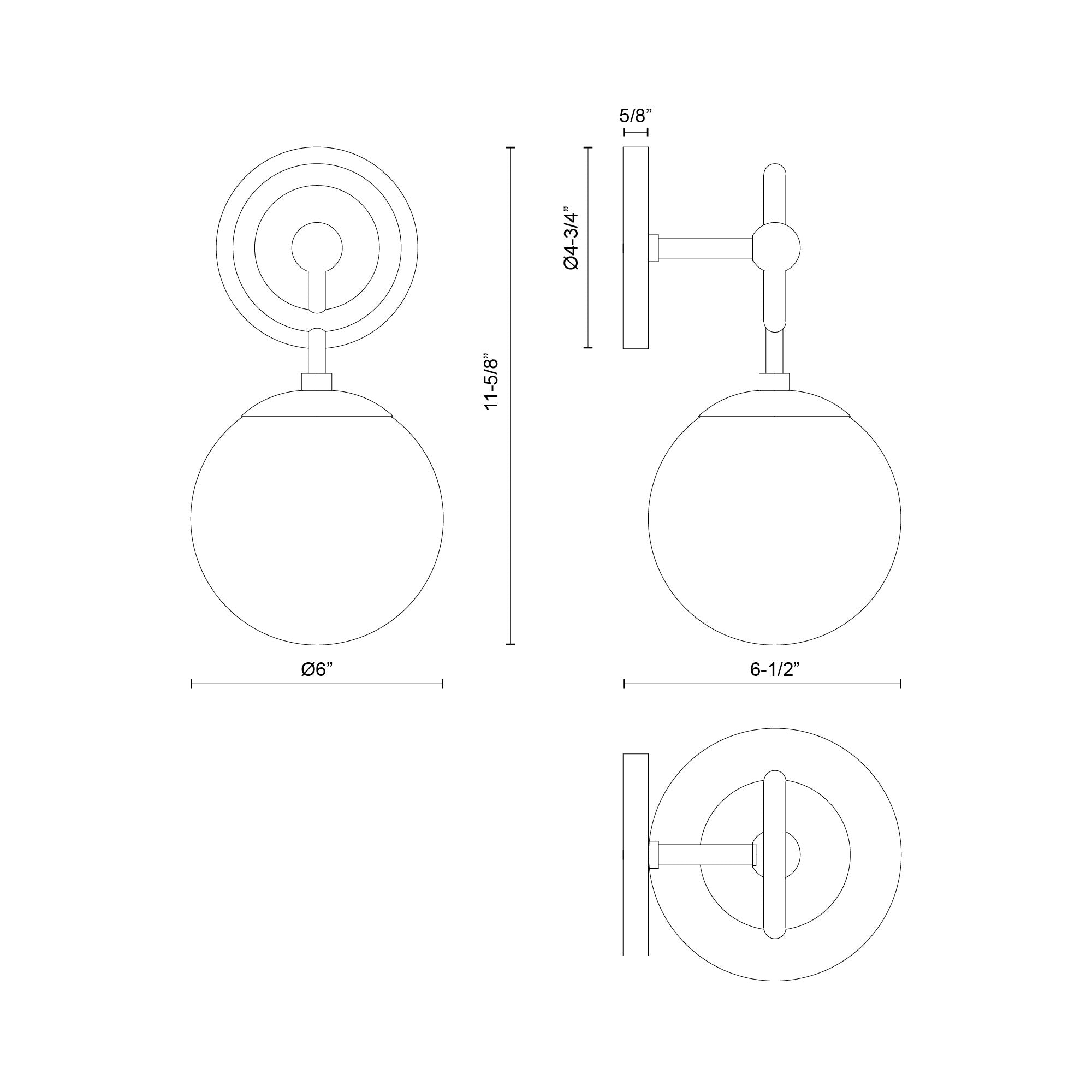 Fiore 6-in Steel Vanity Light