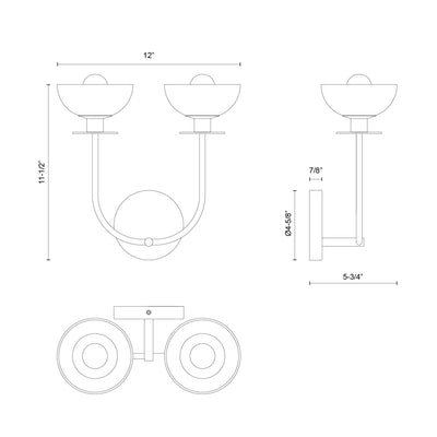Sylvia 12-in Steel Vanity Light