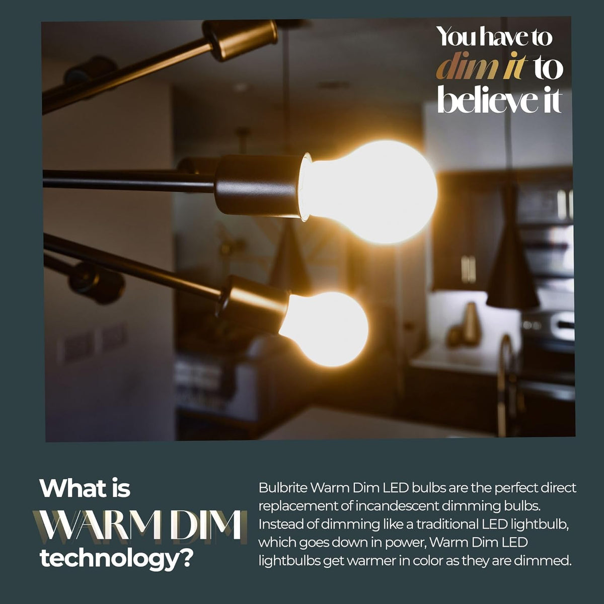 Warm Dims A19 9W Dimmable Milky Filament LED Light Bulb with E26 Base, 3000K-1800K, 800 Lumens, 2-Pack