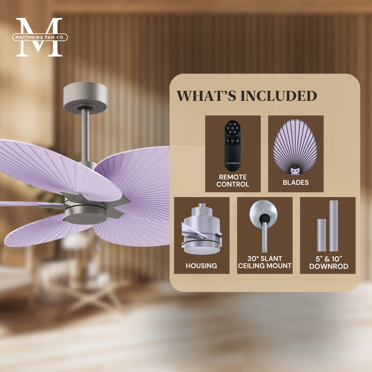Alessandra Tropical 5-Blade Ceiling Fan Without Light Kit