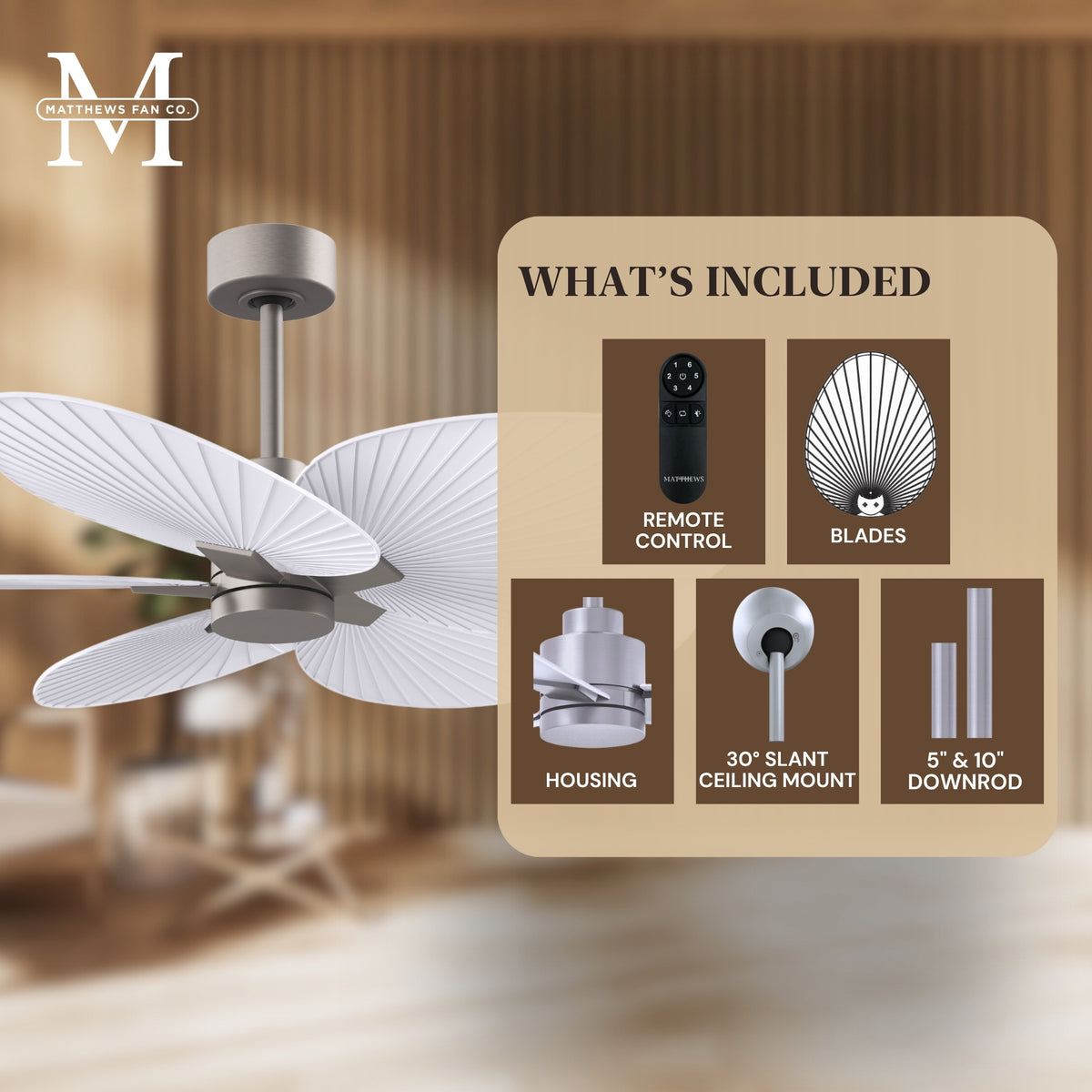 Alessandra Tropical 5-Blade Ceiling Fan Without Light Kit