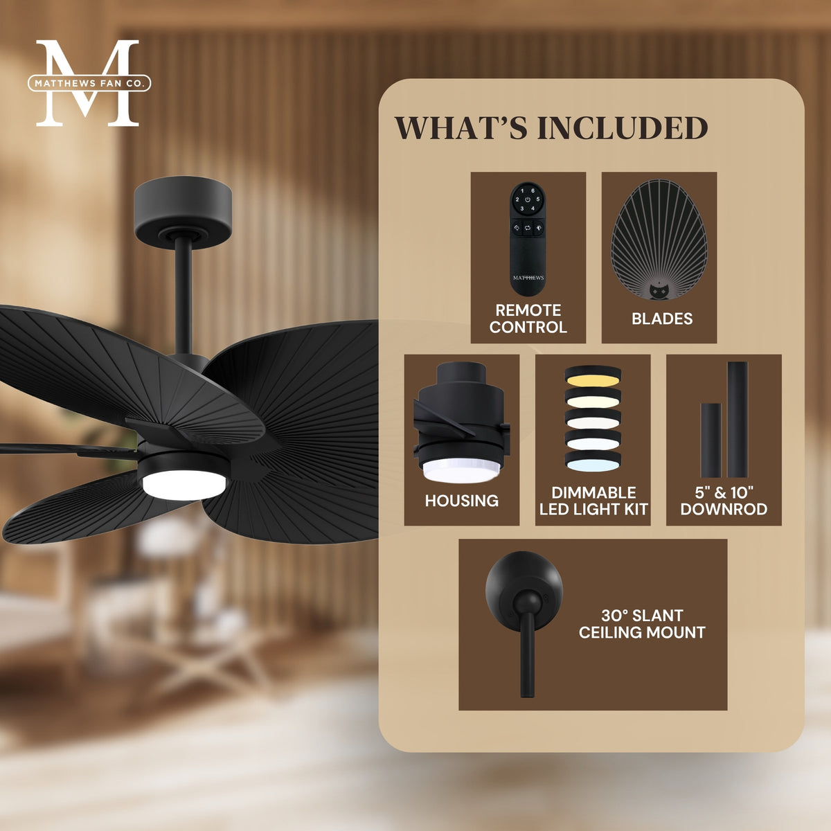 Alessandra Tropical 5-Blade Ceiling Fan with LED Light