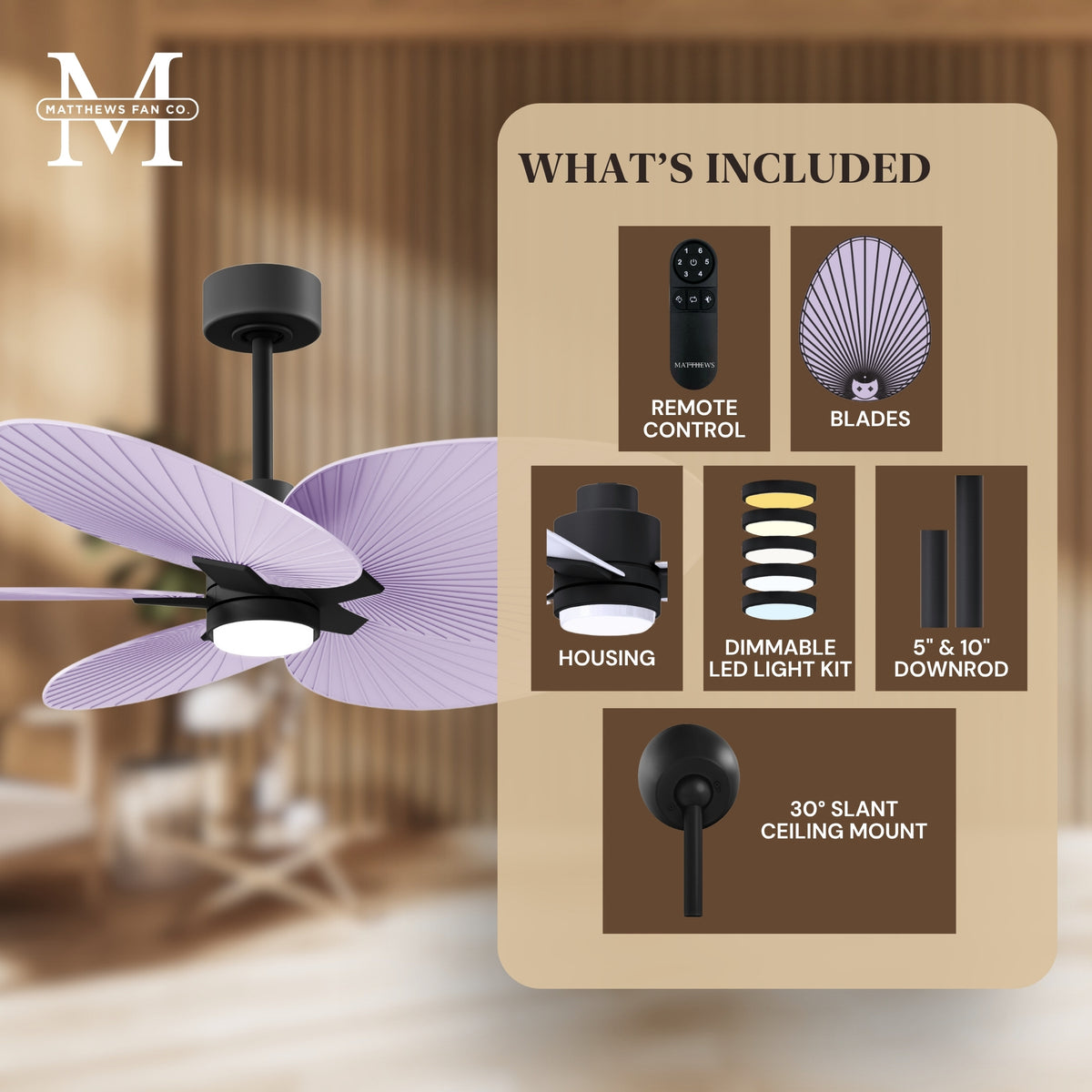 Alessandra Tropical 5-Blade Ceiling Fan with LED Light