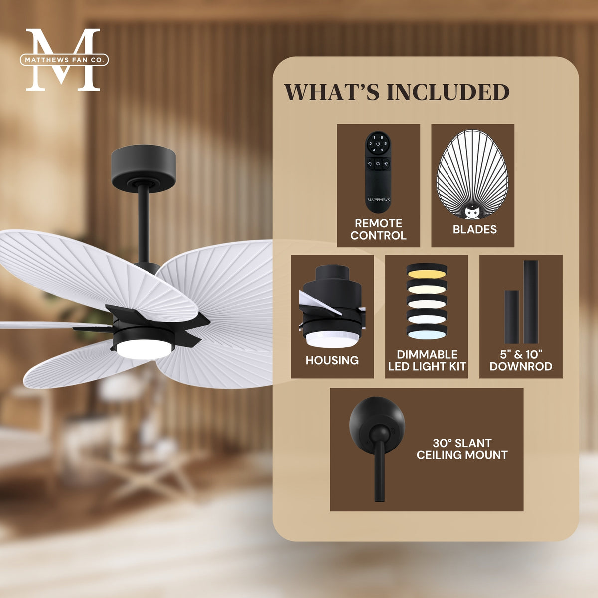 Alessandra Tropical 5-Blade Ceiling Fan with LED Light