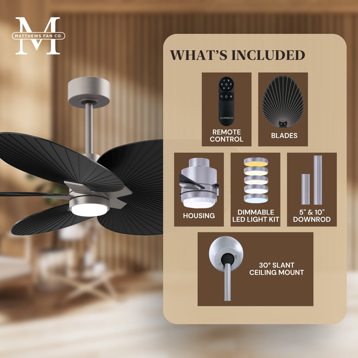 Alessandra Tropical 5-Blade Ceiling Fan with LED Light