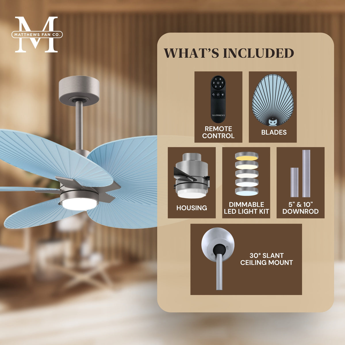 Alessandra Tropical 5-Blade Ceiling Fan with LED Light
