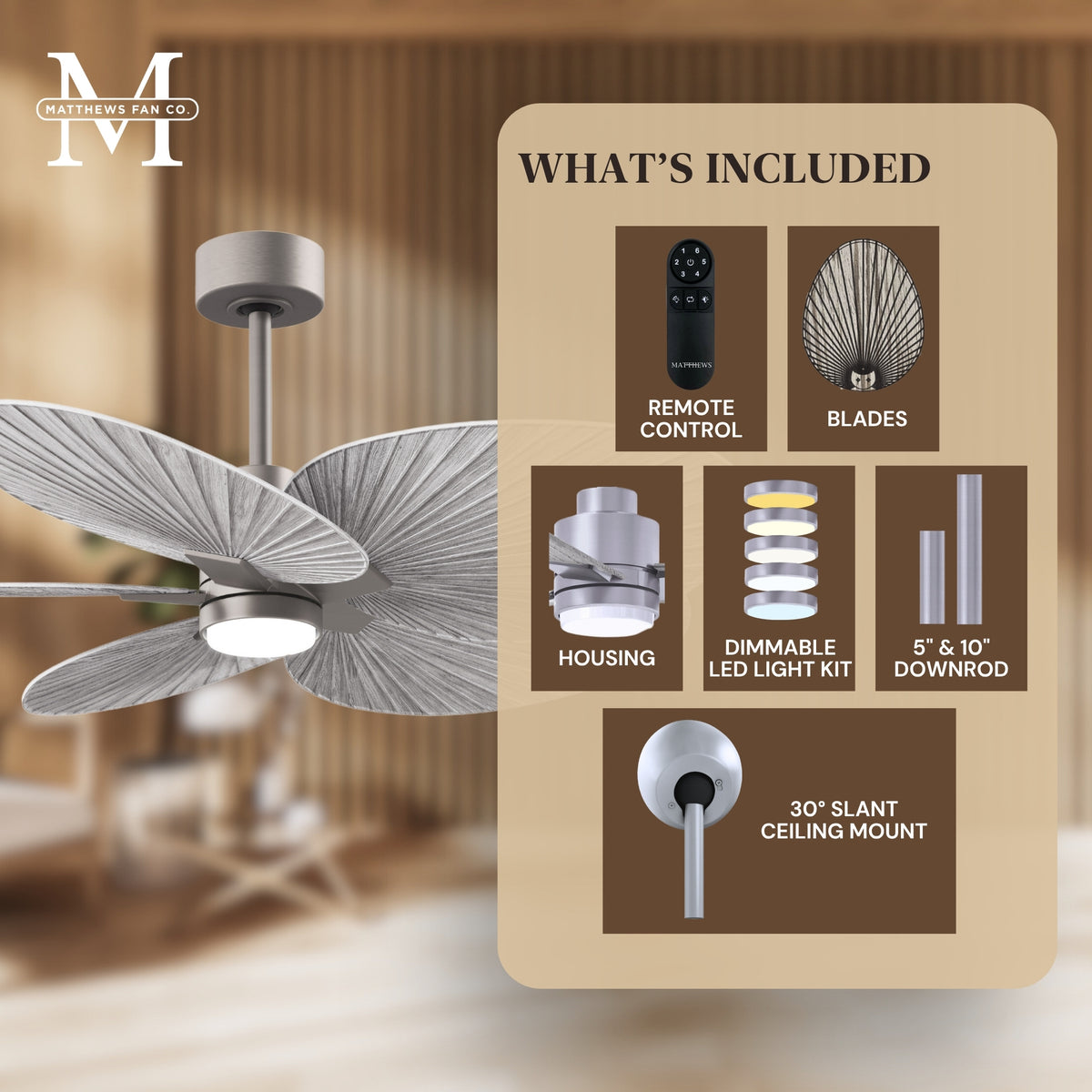 Alessandra Tropical 5-Blade Ceiling Fan with LED Light