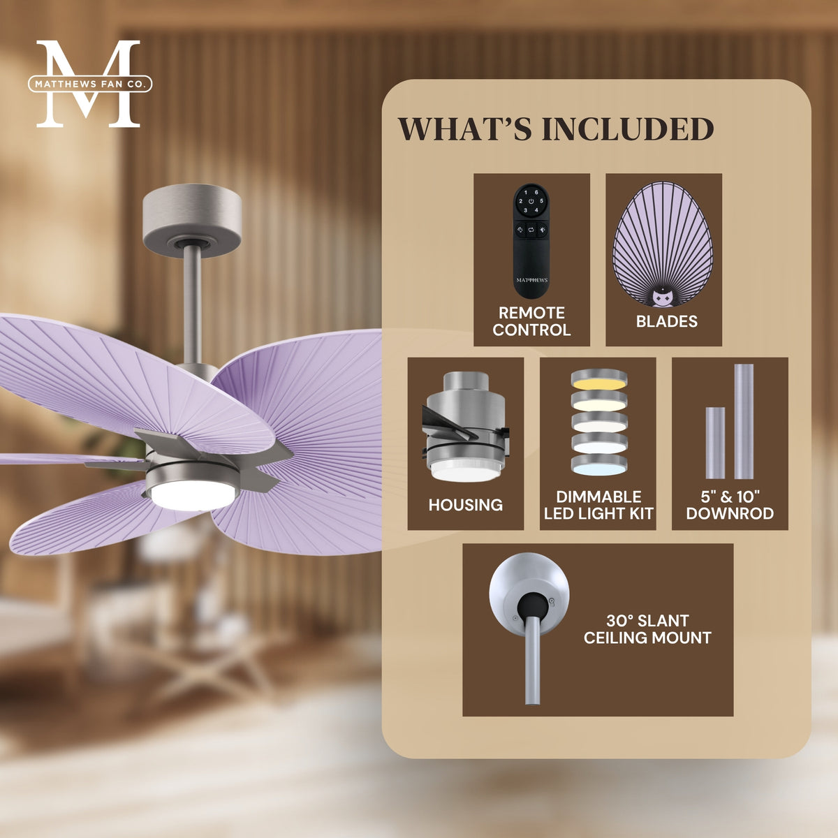 Alessandra Tropical 5-Blade Ceiling Fan with LED Light