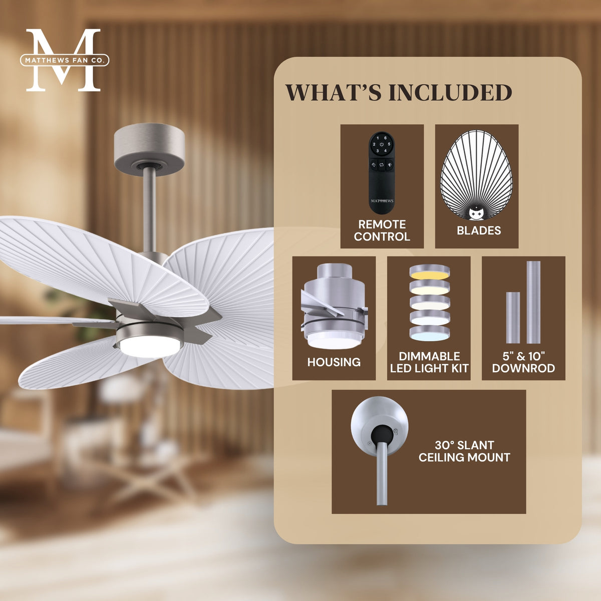 Alessandra Tropical 5-Blade Ceiling Fan with LED Light