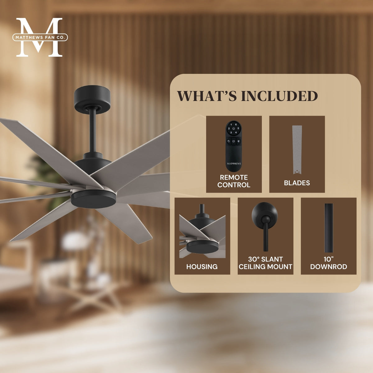 64-Inch Ariella 8-Blade Ceiling Fan Without Light Kit