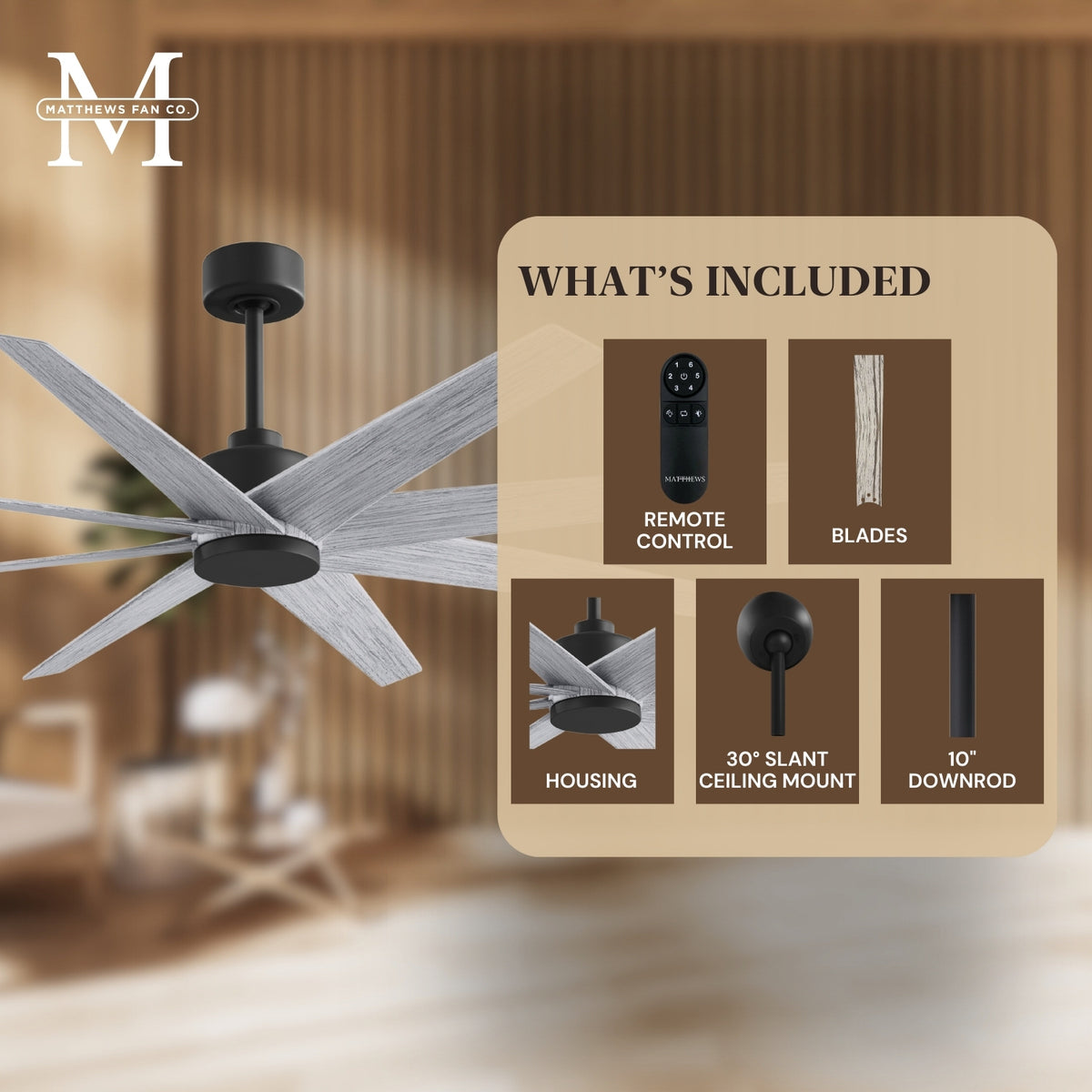 64-Inch Ariella 8-Blade Ceiling Fan Without Light Kit