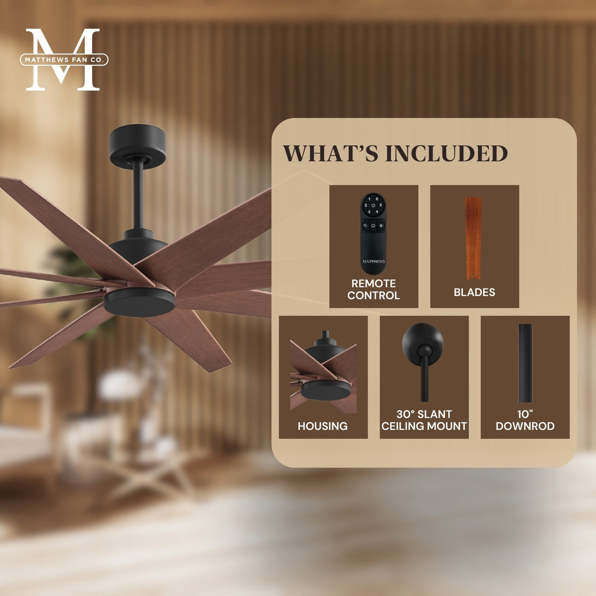 64-Inch Ariella 8-Blade Ceiling Fan Without Light Kit