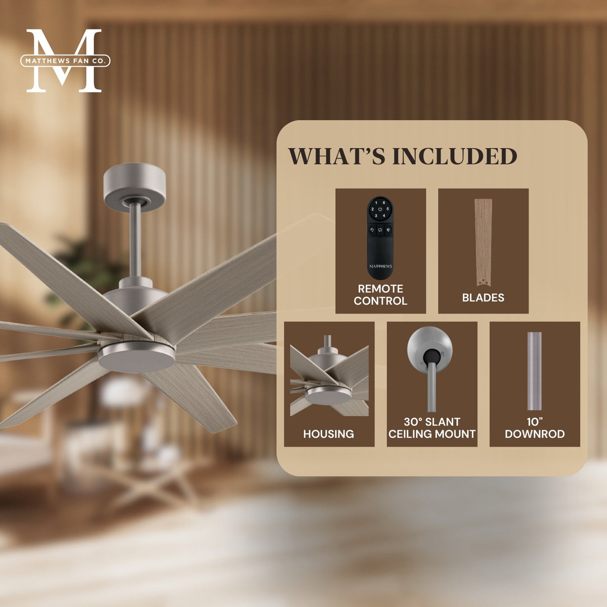 64-Inch Ariella 8-Blade Ceiling Fan Without Light Kit