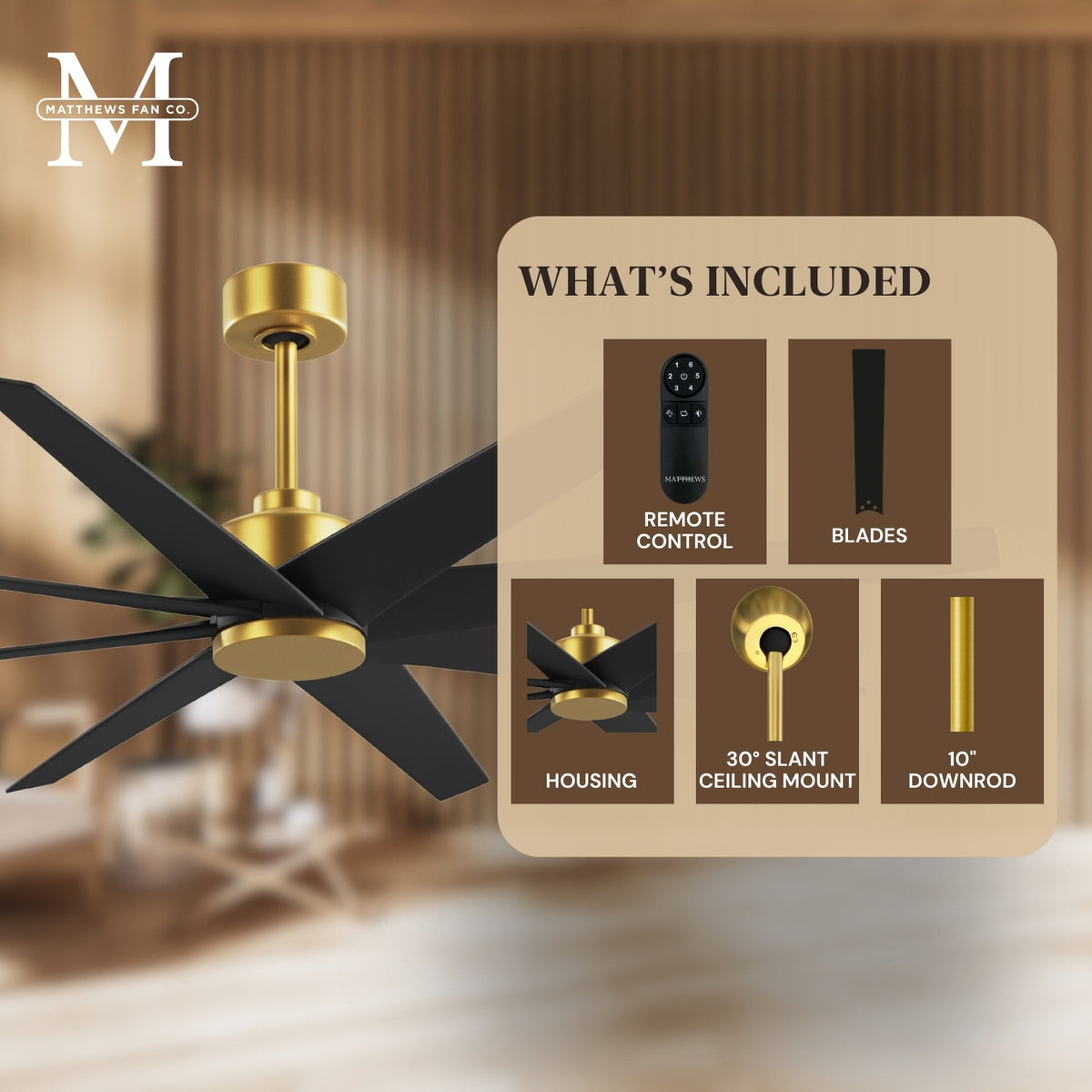 64-Inch Ariella 8-Blade Ceiling Fan Without Light Kit