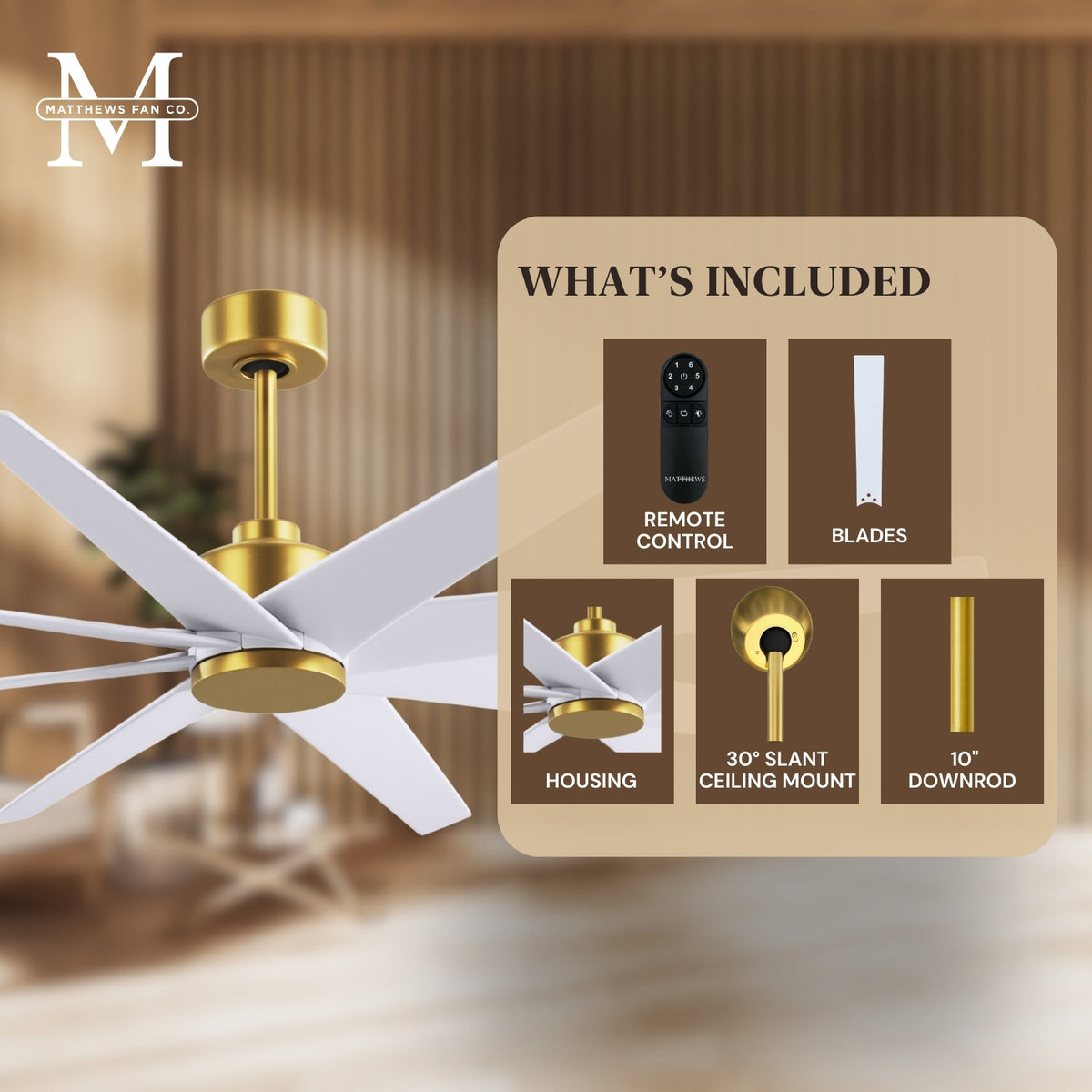 64-Inch Ariella 8-Blade Ceiling Fan Without Light Kit