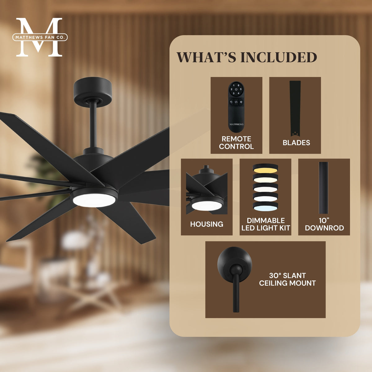 64-inch Ariella 8-Blade Ceiling Fan with LED Light