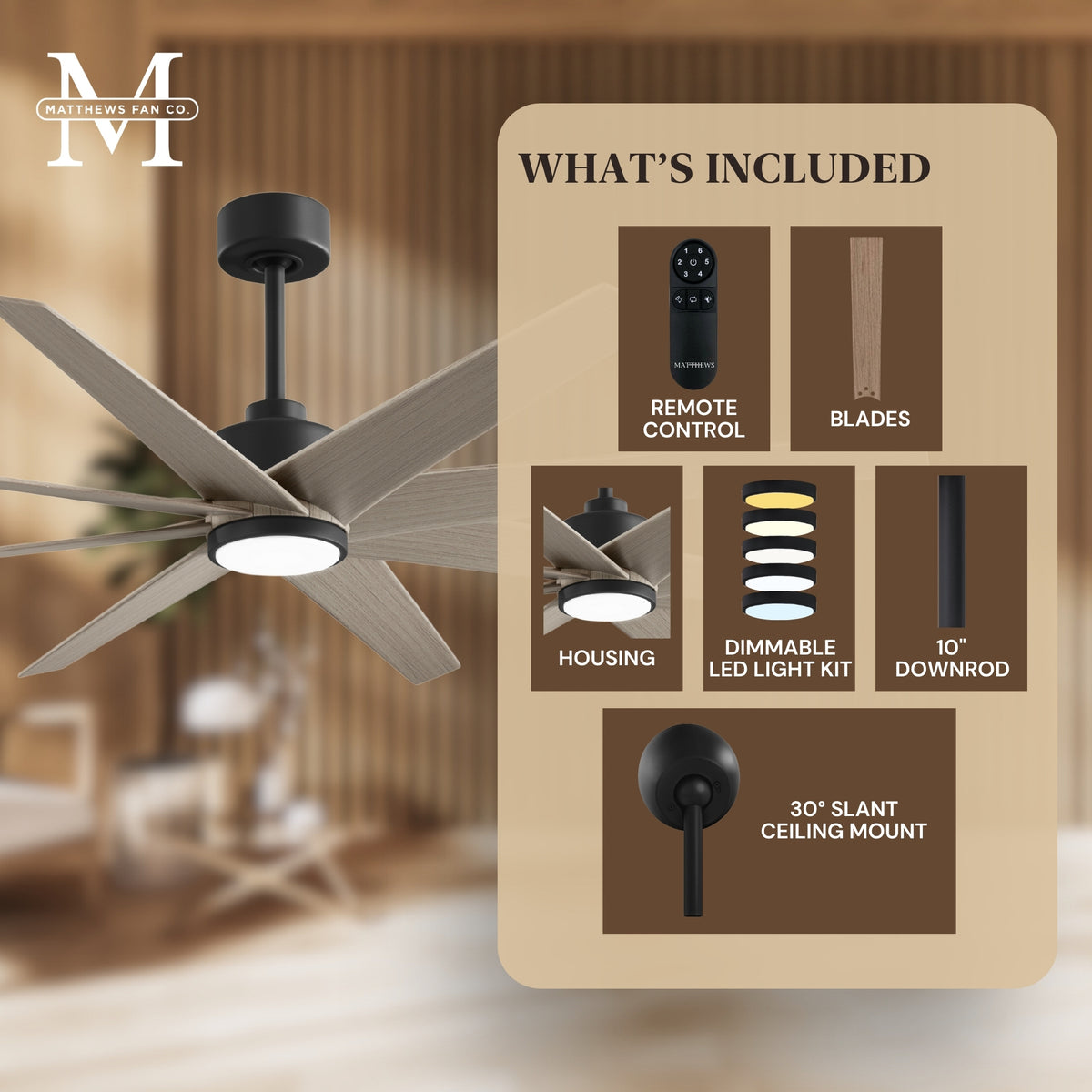 64-inch Ariella 8-Blade Ceiling Fan with LED Light