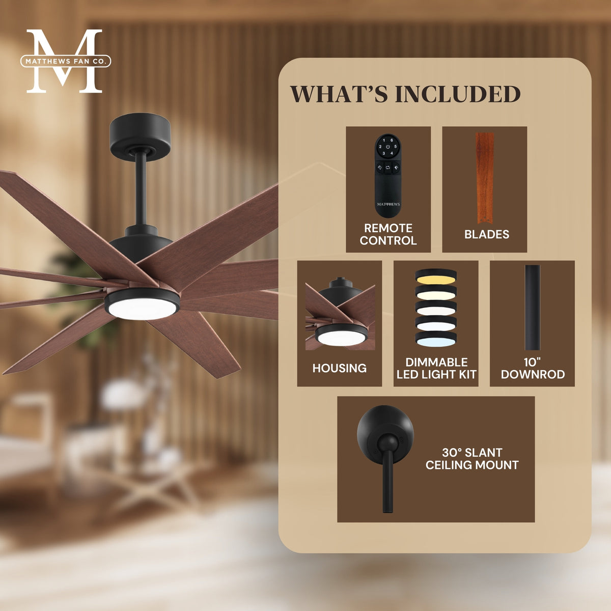 64-inch Ariella 8-Blade Ceiling Fan with LED Light