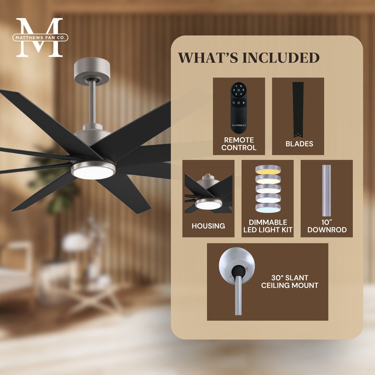 64-inch Ariella 8-Blade Ceiling Fan with LED Light