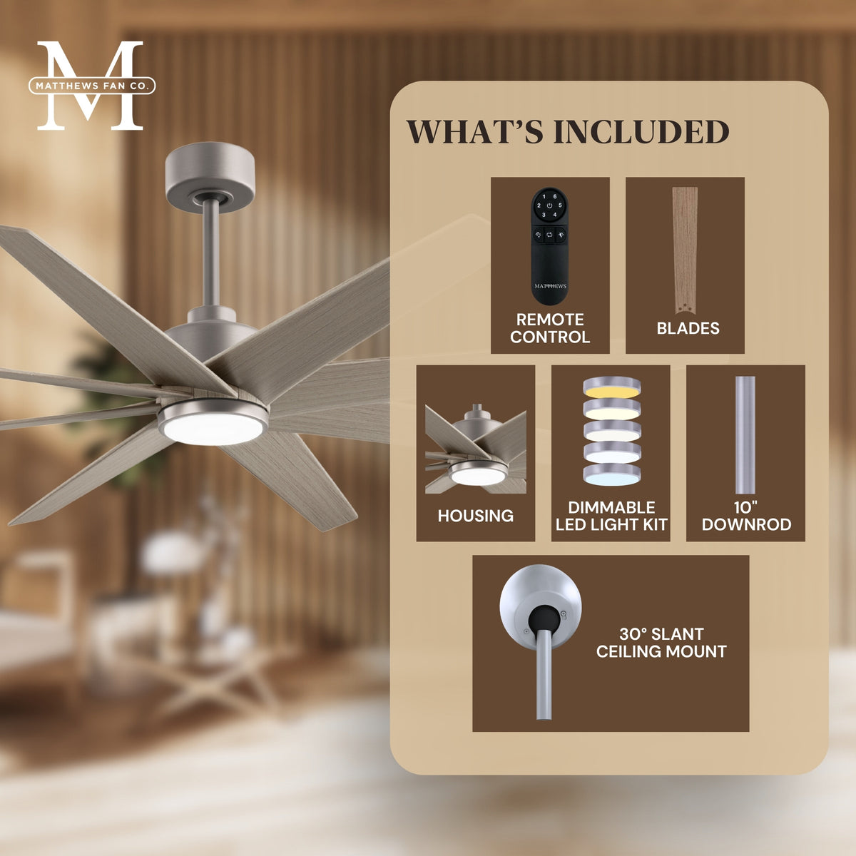 64-inch Ariella 8-Blade Ceiling Fan with LED Light