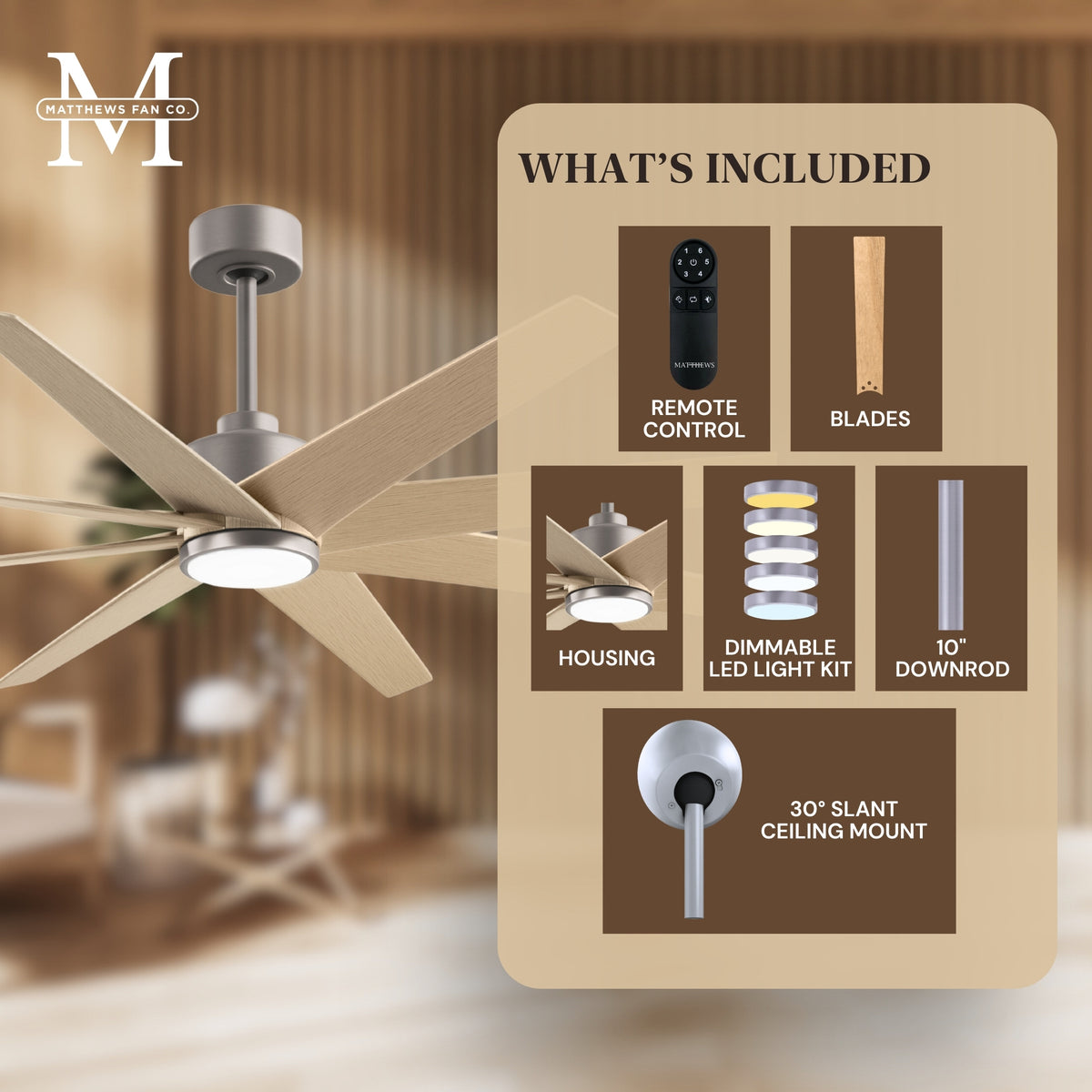 64-inch Ariella 8-Blade Ceiling Fan with LED Light