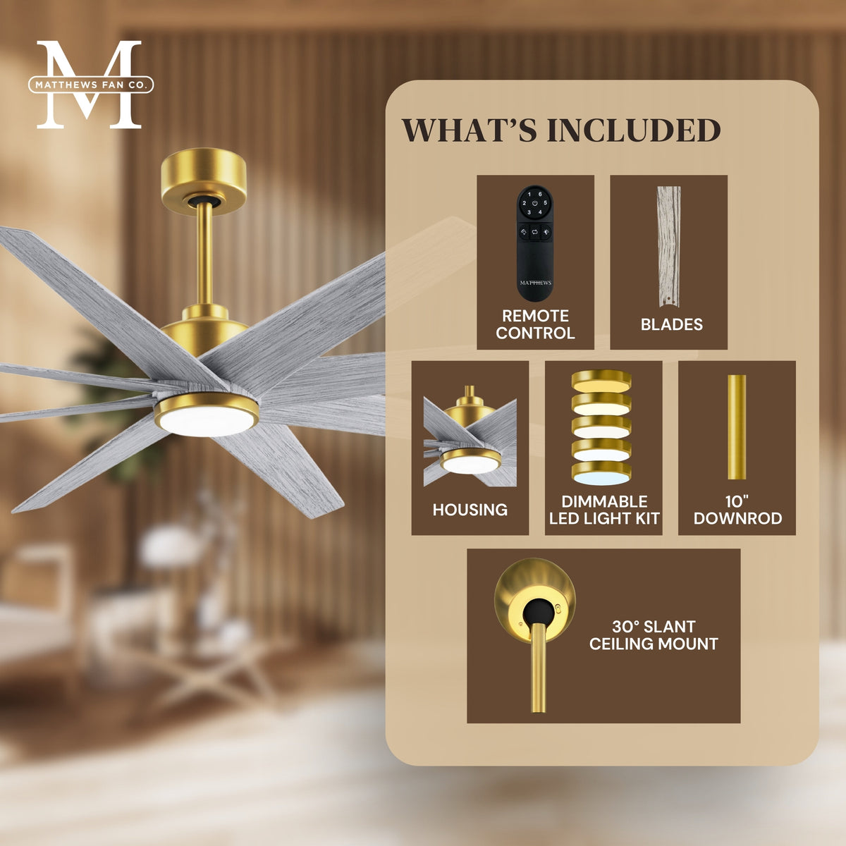 64-inch Ariella 8-Blade Ceiling Fan with LED Light