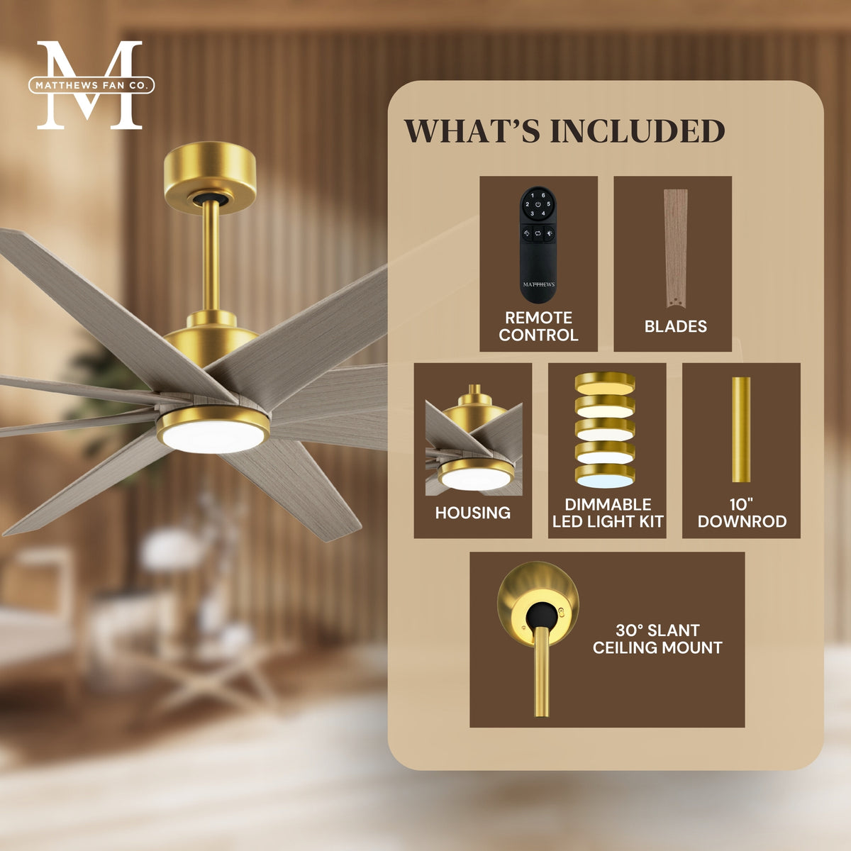 64-inch Ariella 8-Blade Ceiling Fan with LED Light