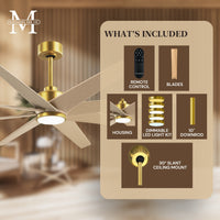 64-inch Ariella 8-Blade Ceiling Fan with LED Light