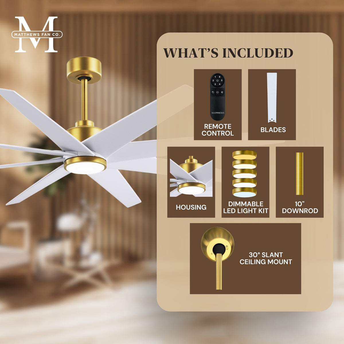 64-inch Ariella 8-Blade Ceiling Fan with LED Light