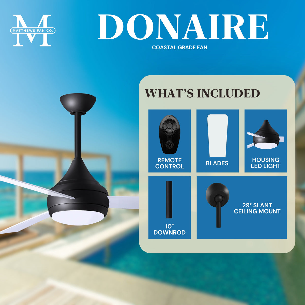 52-Inch Donaire 3-Blade Ceiling Fan with LED Light