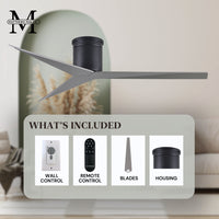 56-Inch Hugger Eliza 3-Blade Flush Mount Ceiling Fan Without Light Kit