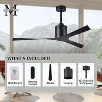 56-Inch Molly 3-Blade Ceiling Fan Without Light kit
