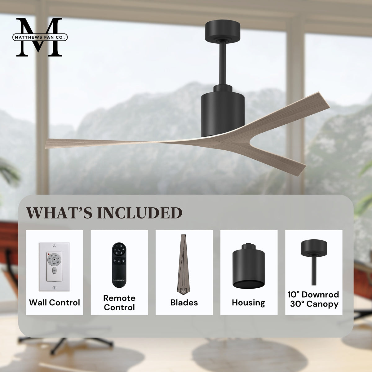 56-Inch Molly 3-Blade Ceiling Fan Without Light kit