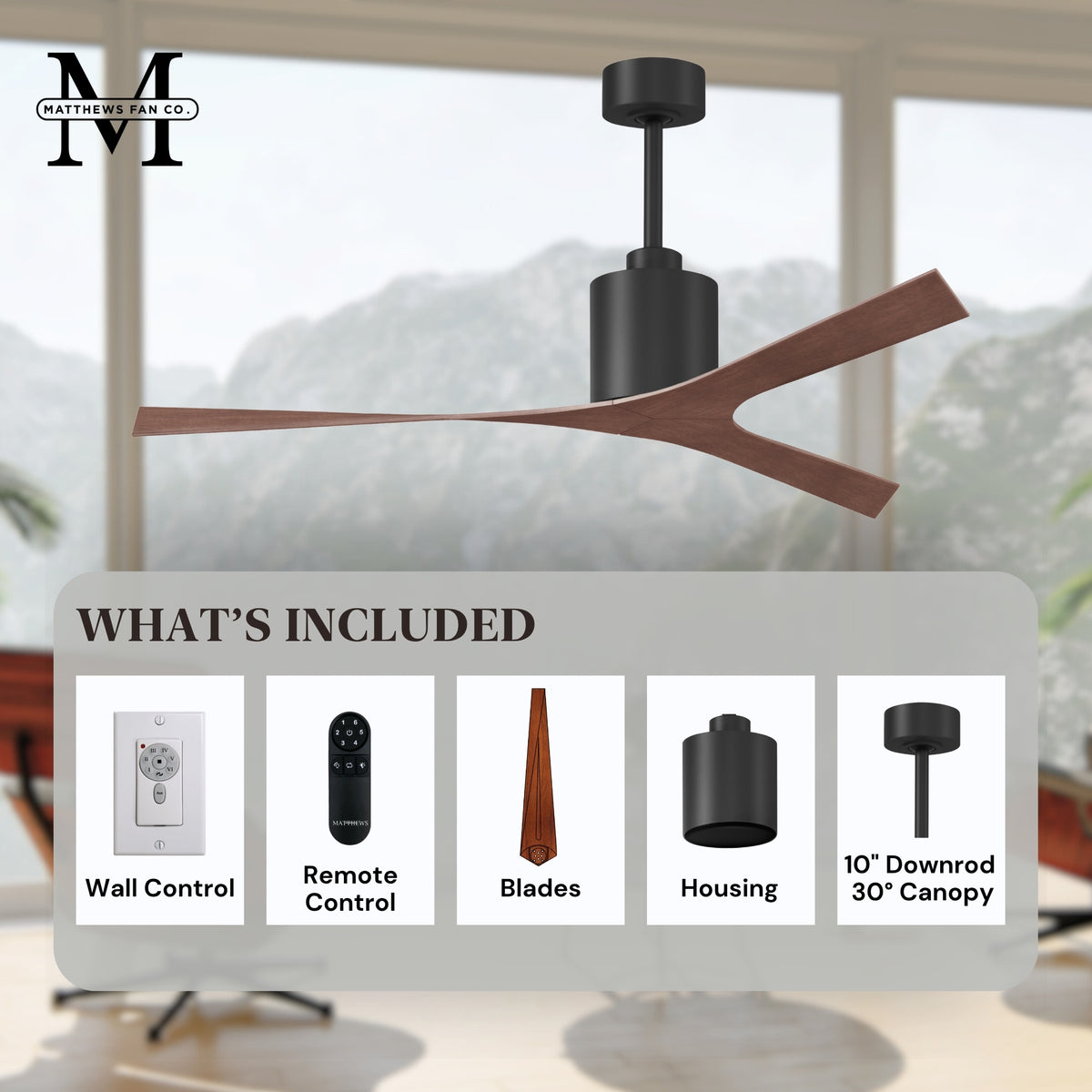56-Inch Molly 3-Blade Ceiling Fan Without Light kit