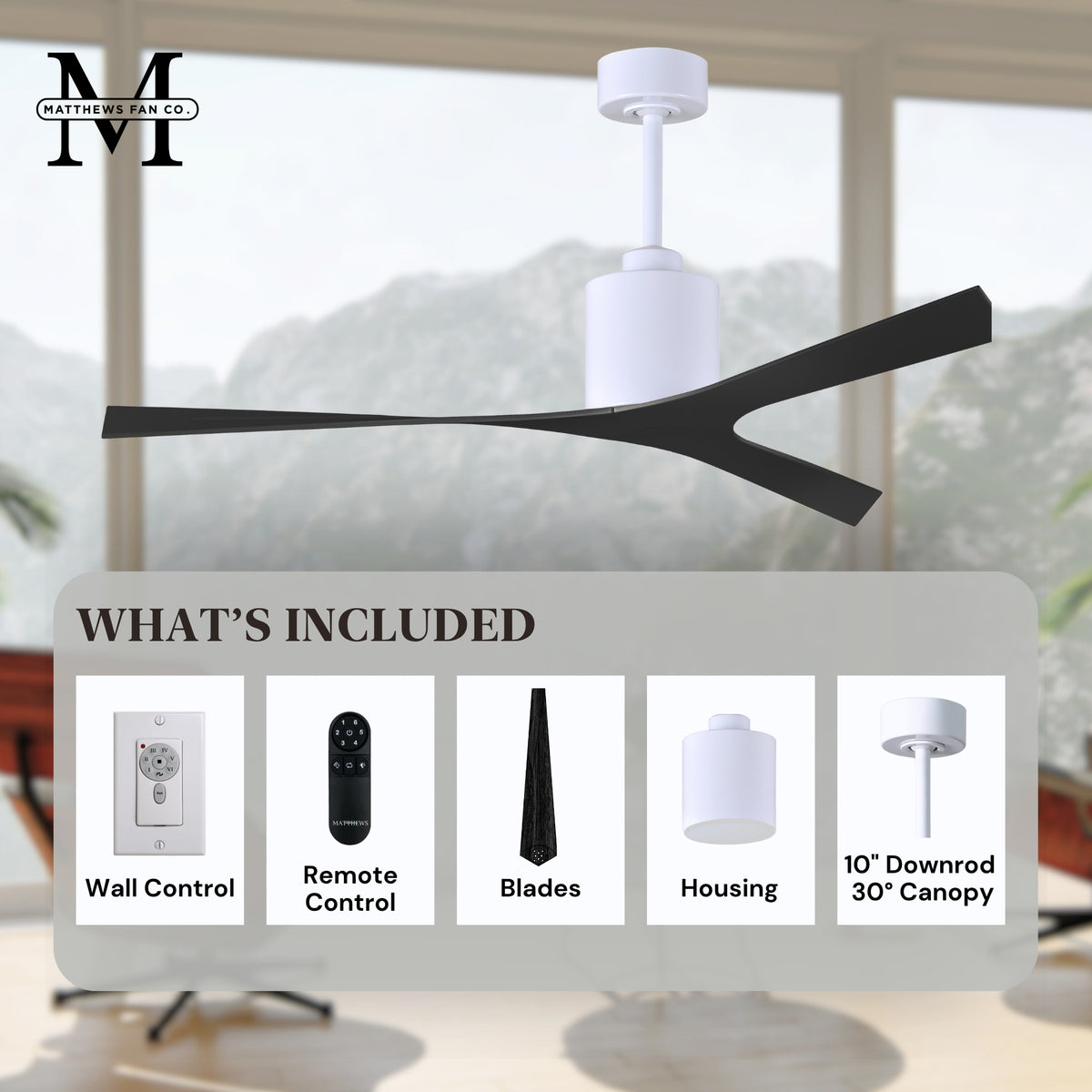 56-Inch Molly 3-Blade Ceiling Fan Without Light kit