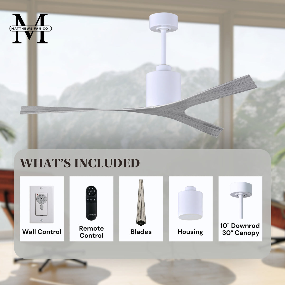 56-Inch Molly 3-Blade Ceiling Fan Without Light kit