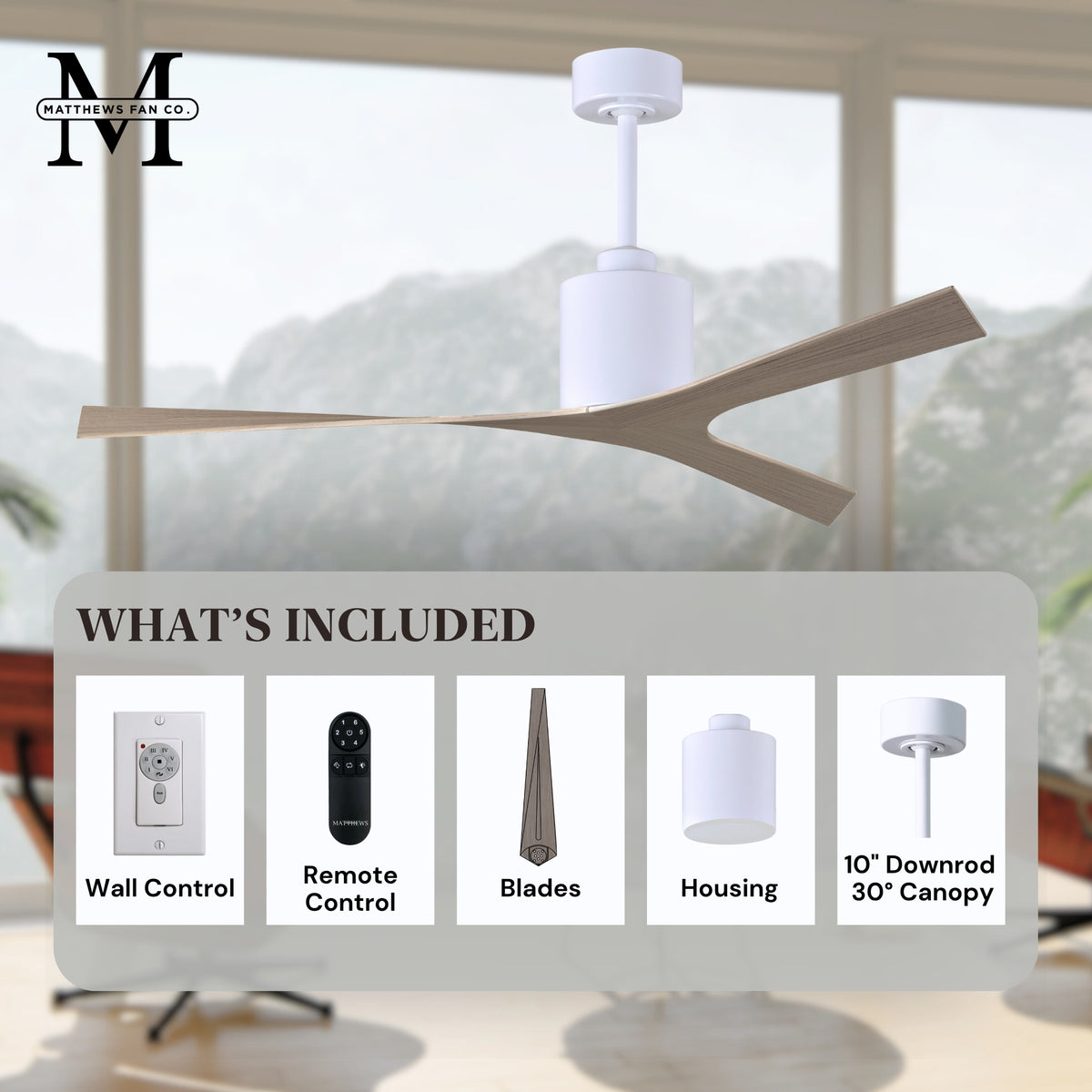 56-Inch Molly 3-Blade Ceiling Fan Without Light kit