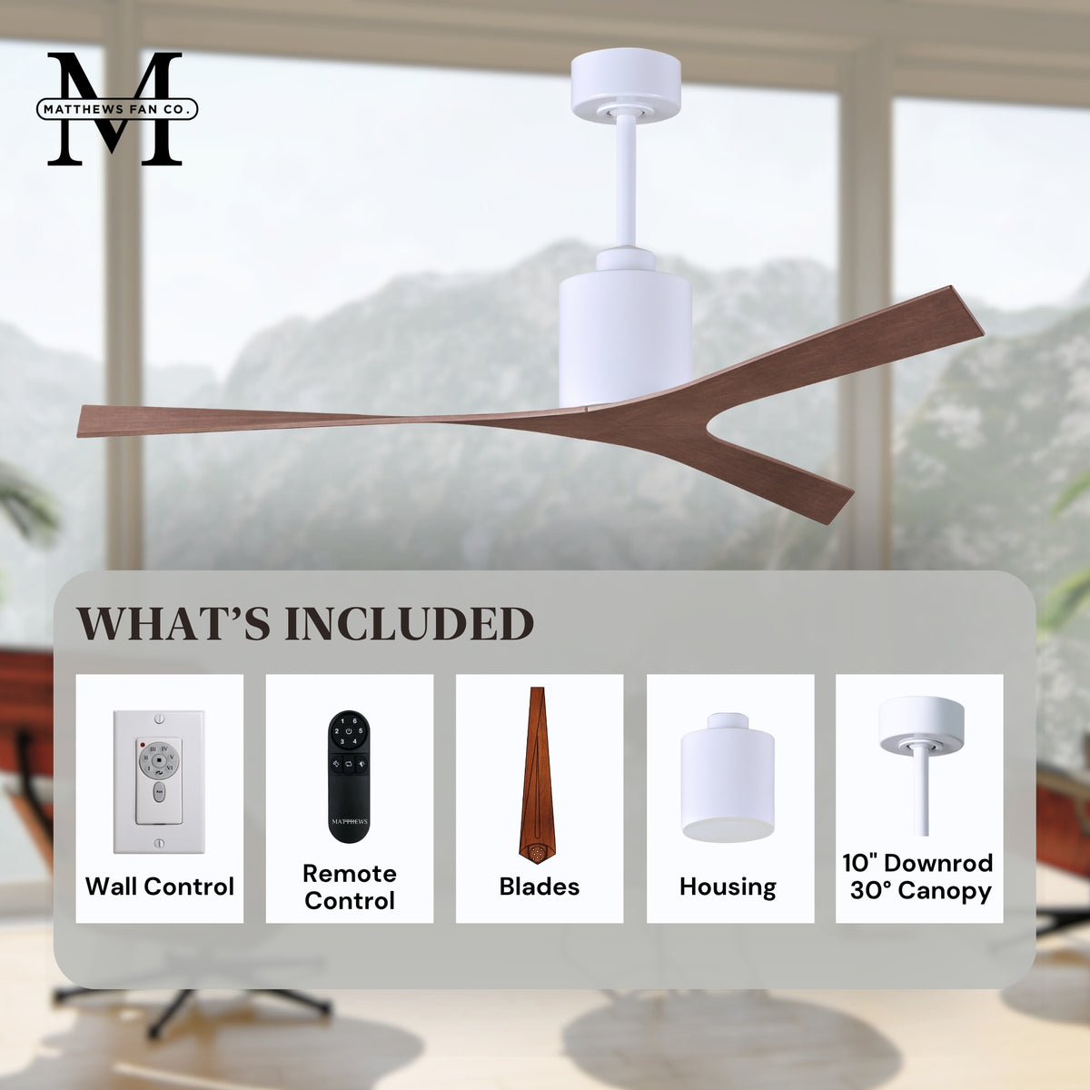 56-Inch Molly 3-Blade Ceiling Fan Without Light kit